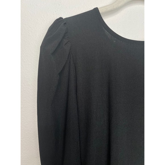 ASTR The Label Medium Rib Multi Back Cutout Bodysuit In Black Long Puff Sleeve - Picture 8 of 16